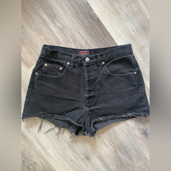 Black Denim Shorts - Picture 1 of 4